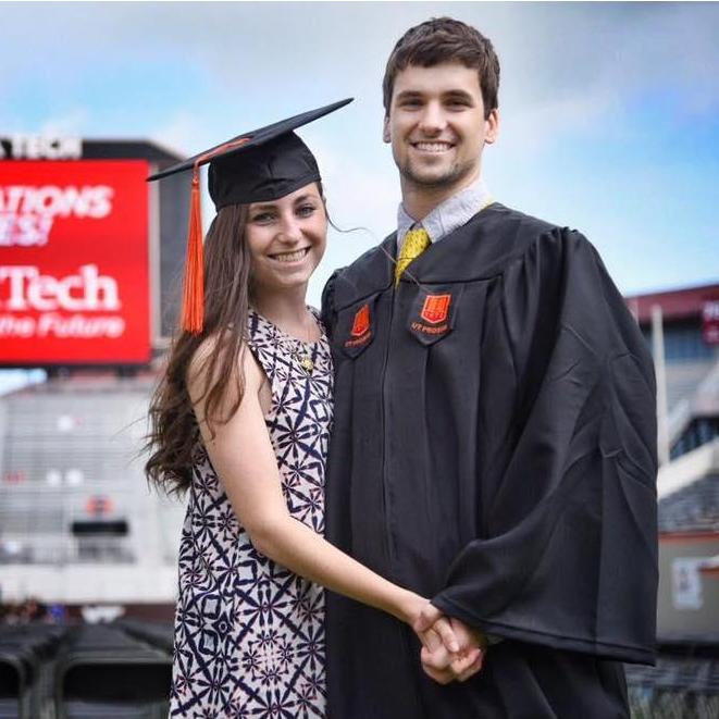 Cameron's graduation from college in 2016. Maggie didn't want him to leave!