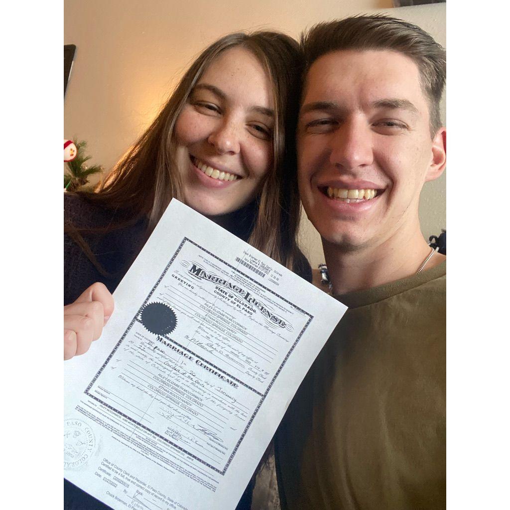 Officially married as of January 26, 2022