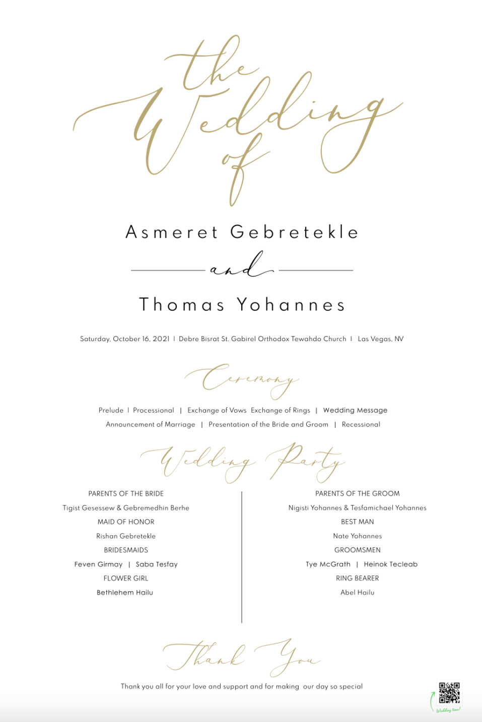 The Wedding Website of Asmeret Gebretekle and Thomas Yohannes