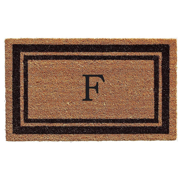 Calloway Mills 152961830F Black Border 18" x 30" Monogram Doormat, (Letter F)