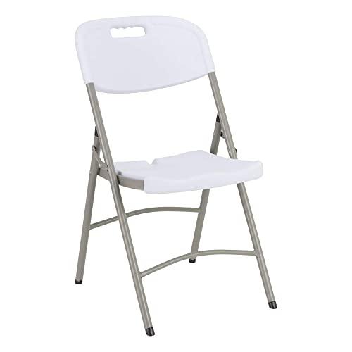 Heavy-Duty Indoor/Outdoor Blow-Molded Folding Chair, White (Pack of 4)