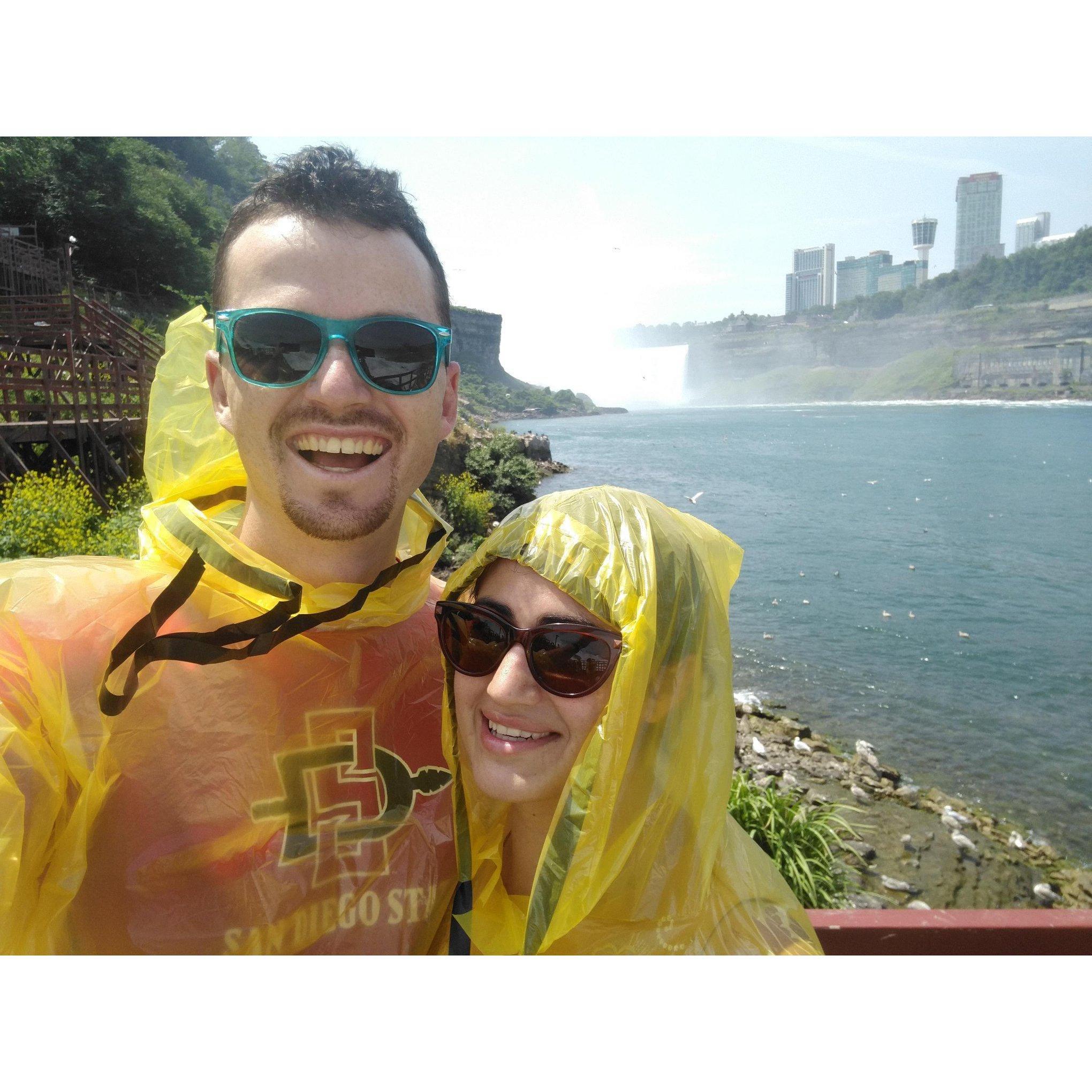 Getting misted away at Niagara Falls.