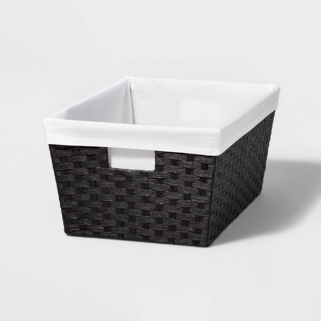 17" x 12" x 8" Large Woven Lined Basket Black - Brightroom™