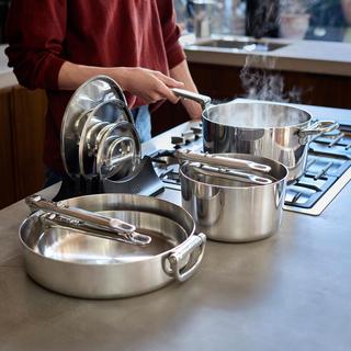 Space Steel 8-Piece Cookware Set with Folding Handles