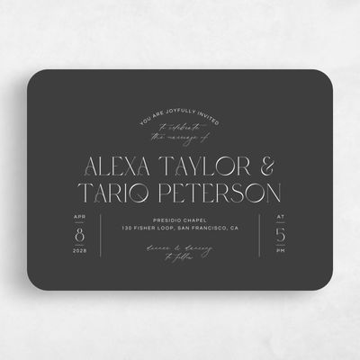 Grey Rounded Wedding Invitation - Nash Landscape