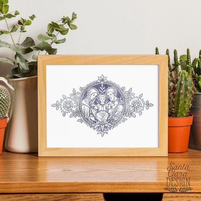 Holy Family Floral Crest Art Print