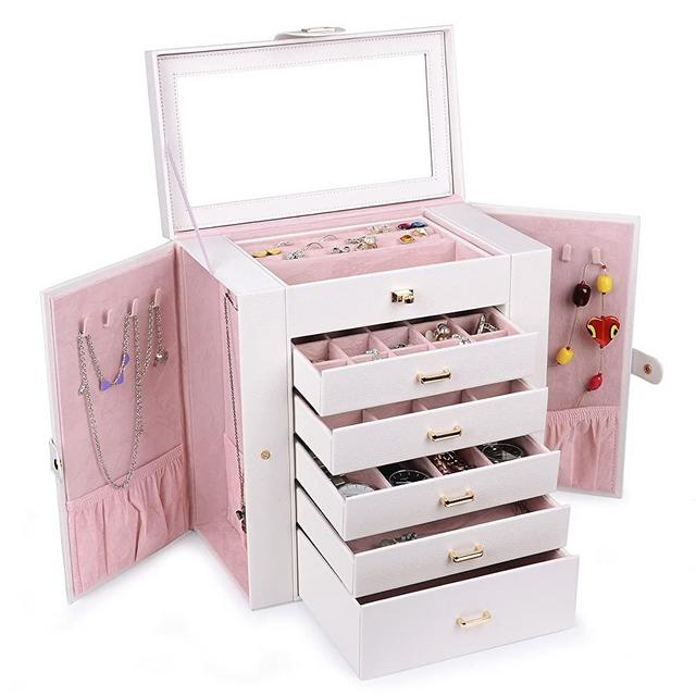 Kendal Huge Leather Jewelry Box / Case / Storage LJC-SHD5CM (White)
