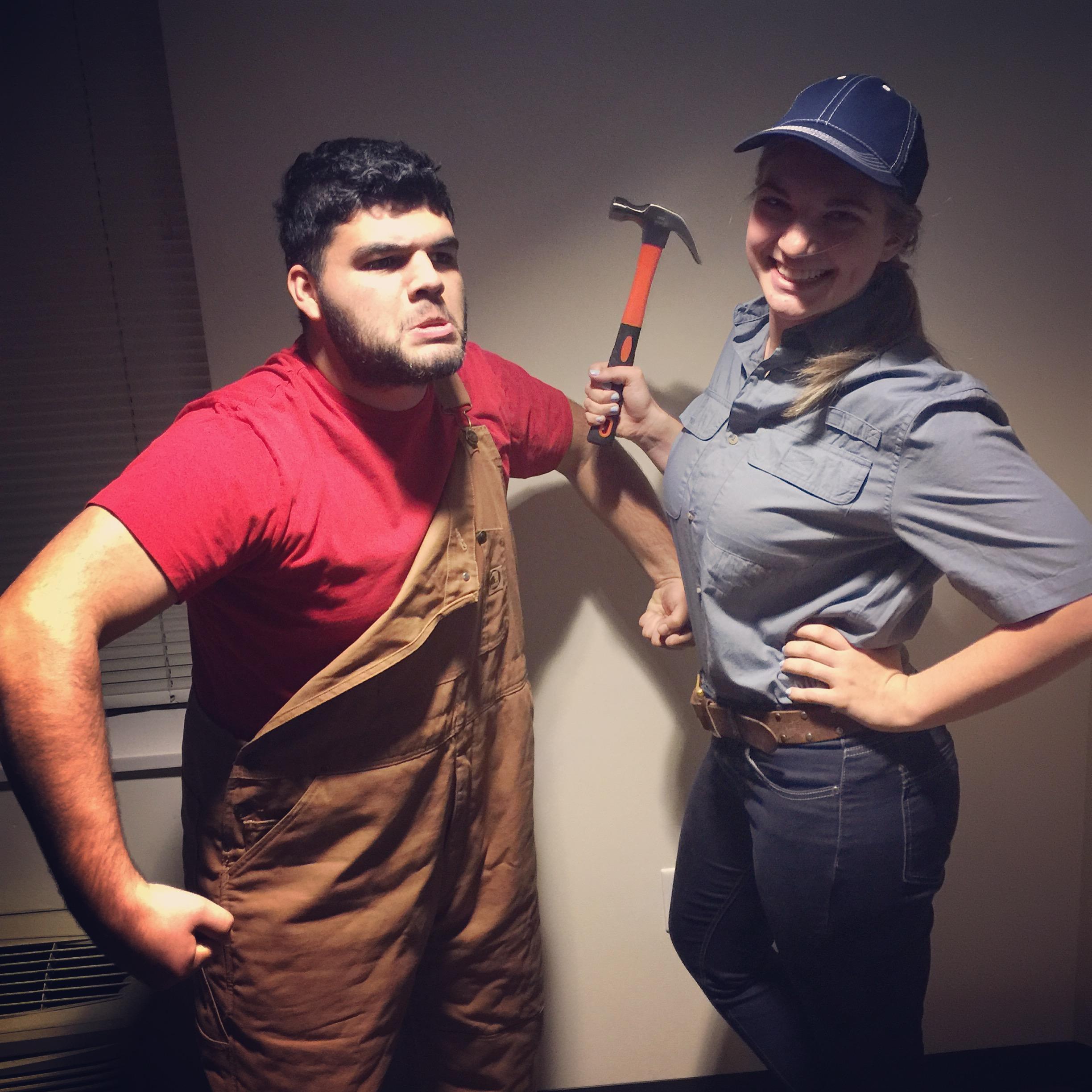 For Halloween, we went as Fix-It Felix and Wreck-It Ralph