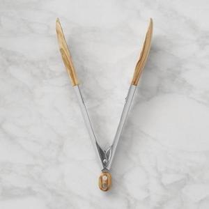 Williams Sonoma Wood Tongs, 9", Olivewood