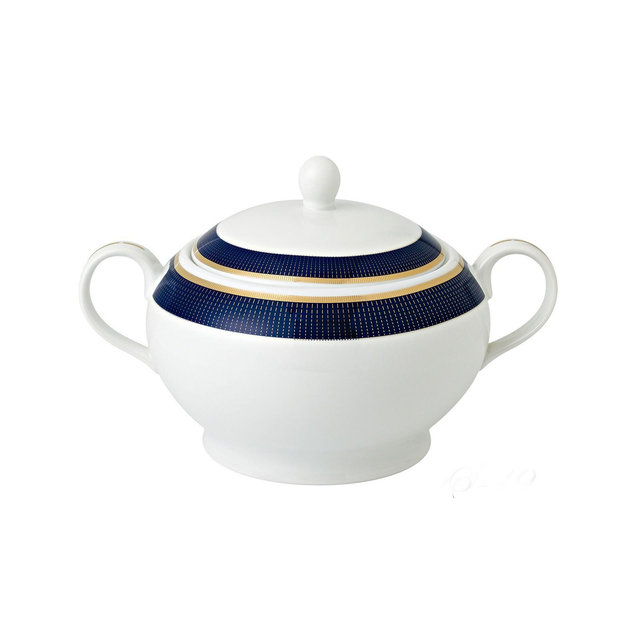 Lorren Home Trends La Luna Collection New Bone China Soup Tureen and Lid, Midnight Design