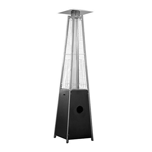 Hiland HLDS01-GTPC Quartz Glass Tube Patio Heater w/Wheels, 40,000 BTU, Variable Control, Pyrmaid, Matte Black