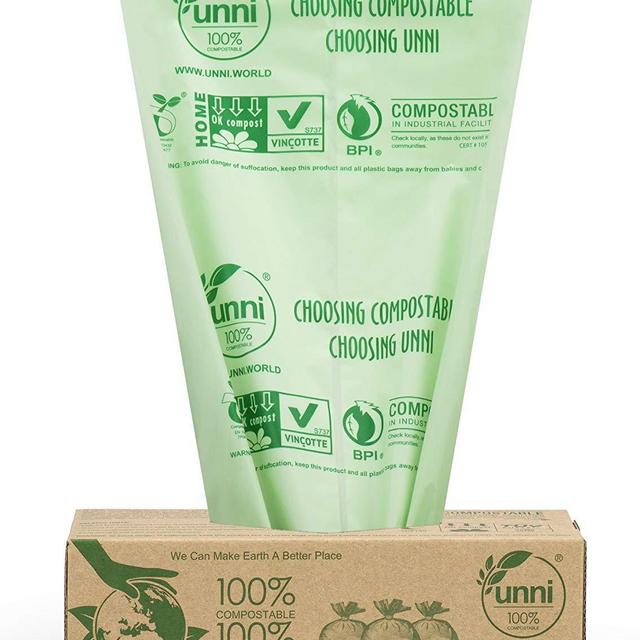 UNNI ASTM D6400 100% Compostable Bags,2.6 Gallon,200 Count,Extra Thick 0.71 Mils,Small Kitchen Trash Bags,Food Scrap Yard Waste Bag,US BPI and European VINCOTTE OK Compost Home Certified|San Francisco