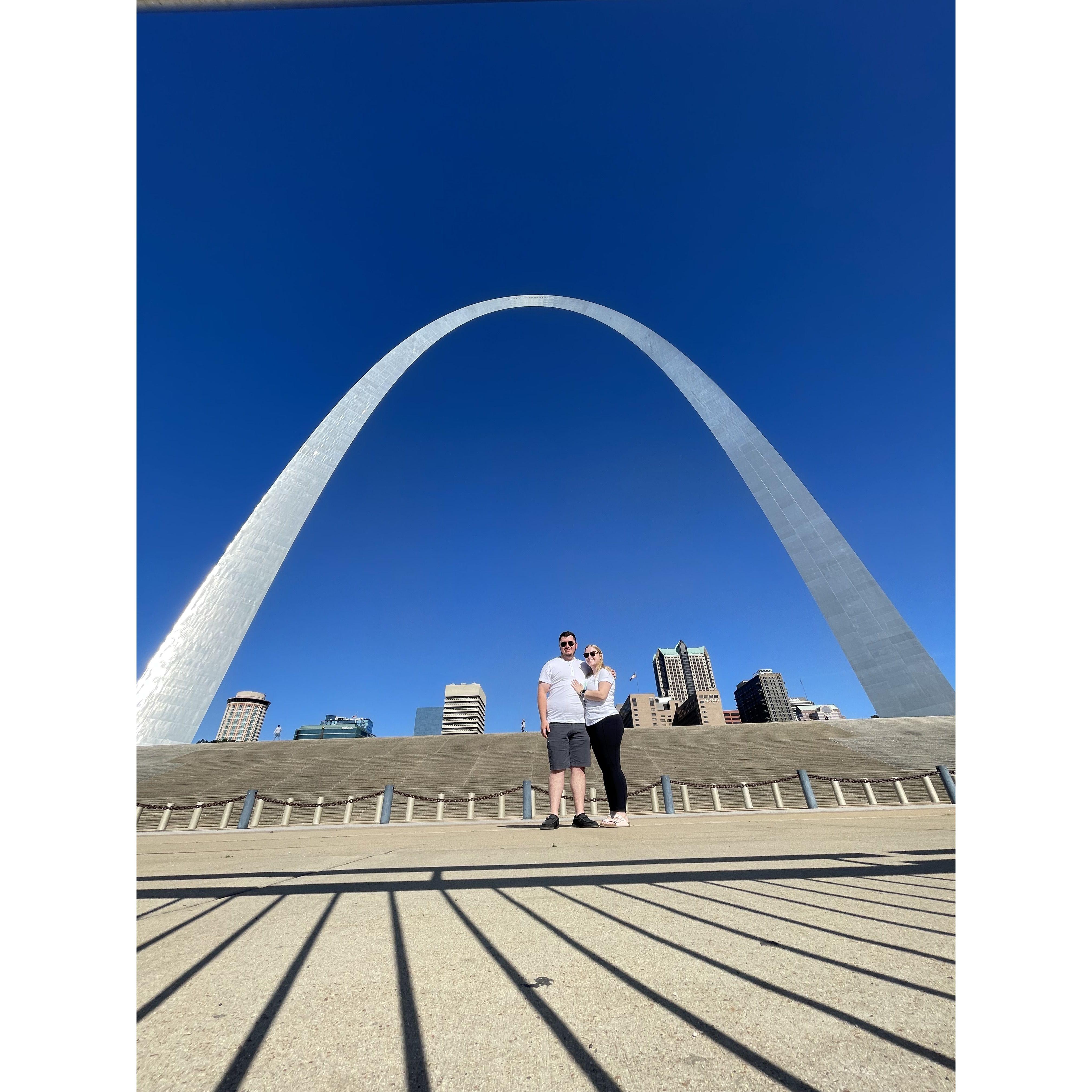 The Gateway Arch the day Zach and Izzy got engaged.
