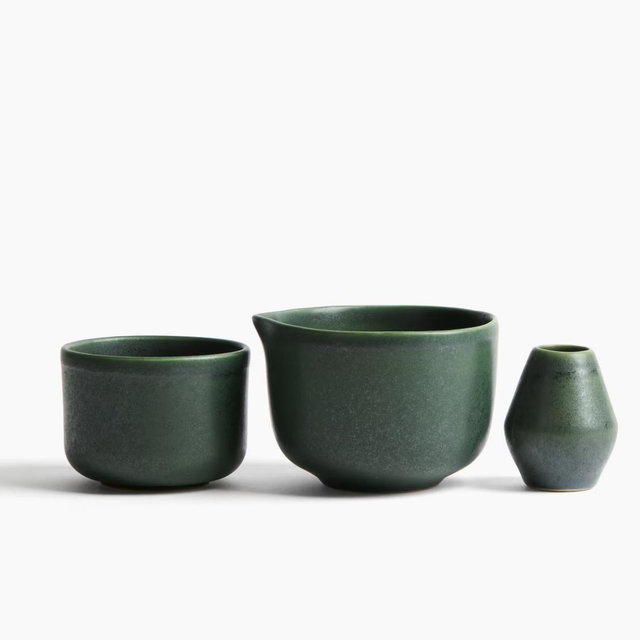 Stoneware Matcha Set - Dark green