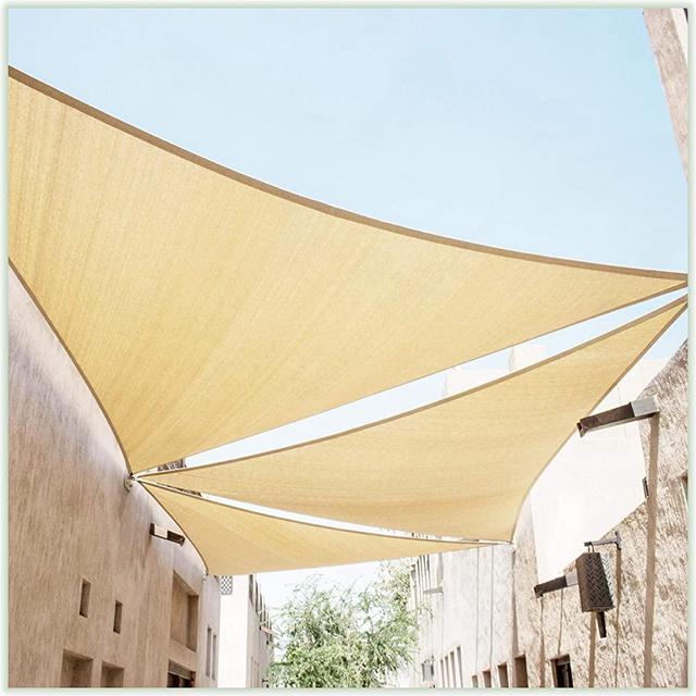 ColourTree 22' x 22' x 22' Beige Sun Shade Sail Triangle Canopy Fabric Cloth Screen, Water Permeable & UV Resistant, Heavy Duty, Carport Patio Outdoor - (We Customize Size)