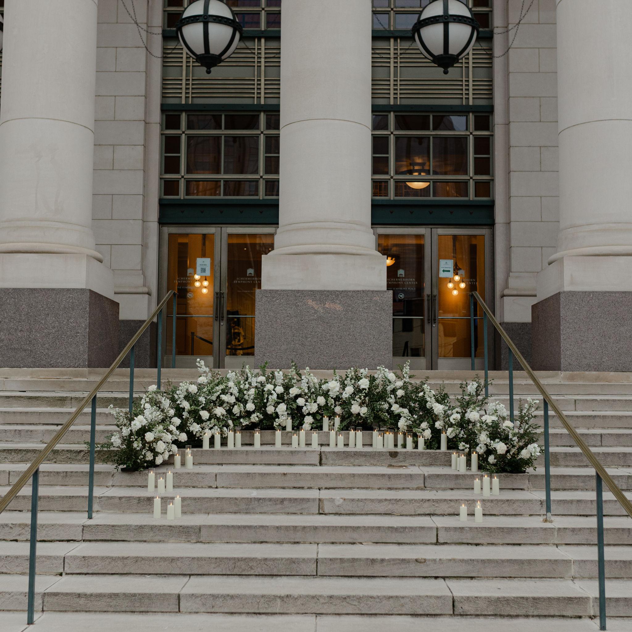 Brandon asked me to marry him on the steps of the symphony in Nashville where we had our first date after becoming a couple was!