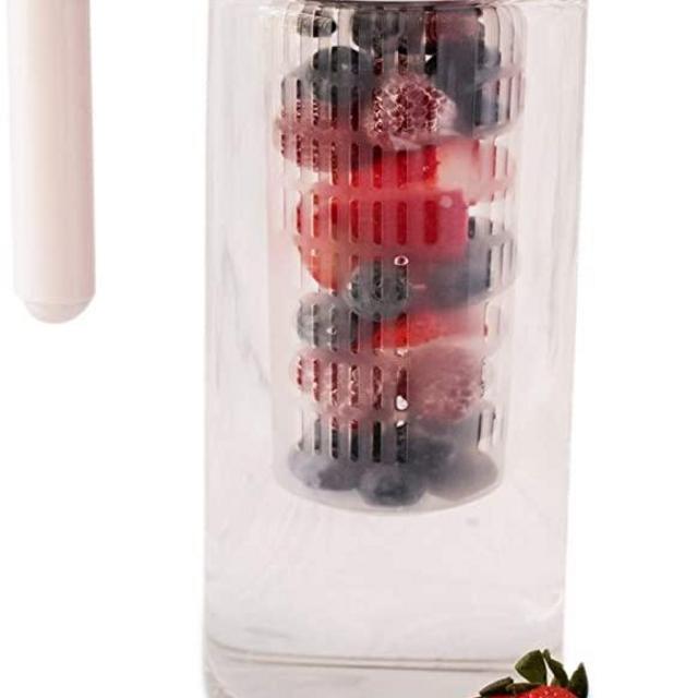 Premium Glass Water Pitcher with Fruit Infuser | BPA Free Borosilcate Glass Infuser Pitcher with Lid | Enjoy Infusing Hot + Cold Tea, Coffee, Water, Juice, Vodka, Tequila - White 44 oz - Cestari.