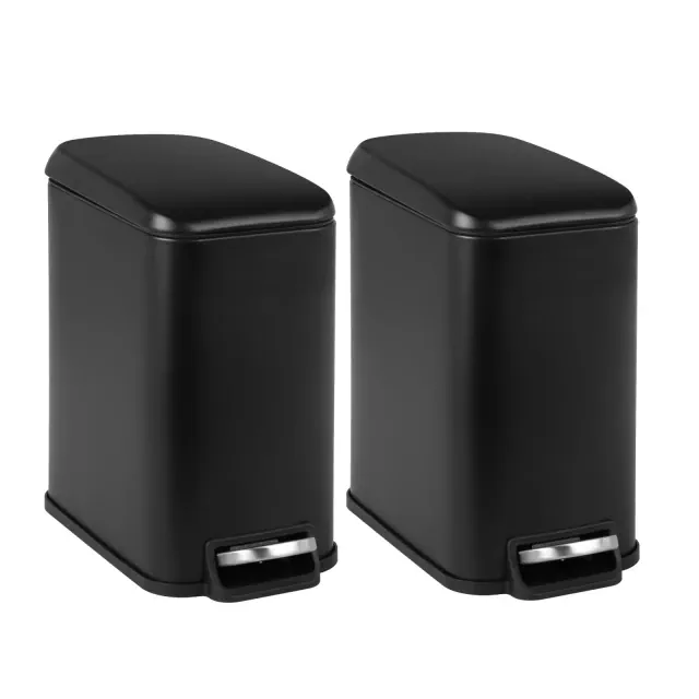 BestMassage 1.3 Gallon Trash Can Stainless Steel Garbage Can with Removable Inner Bucket Foot Pedal and Odor Control Kitchen Waste Bin, Black 2