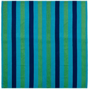 Cotton Craft - Beach Towel for Two 58x68 - Cabana Stripe Navy Green Turquoise - Beach Blanket - 100% Pure Ringspun Cotton - 450 GSM - Oversized Jacquard Woven Velour Beach Towel - Thick Luxurious Pile