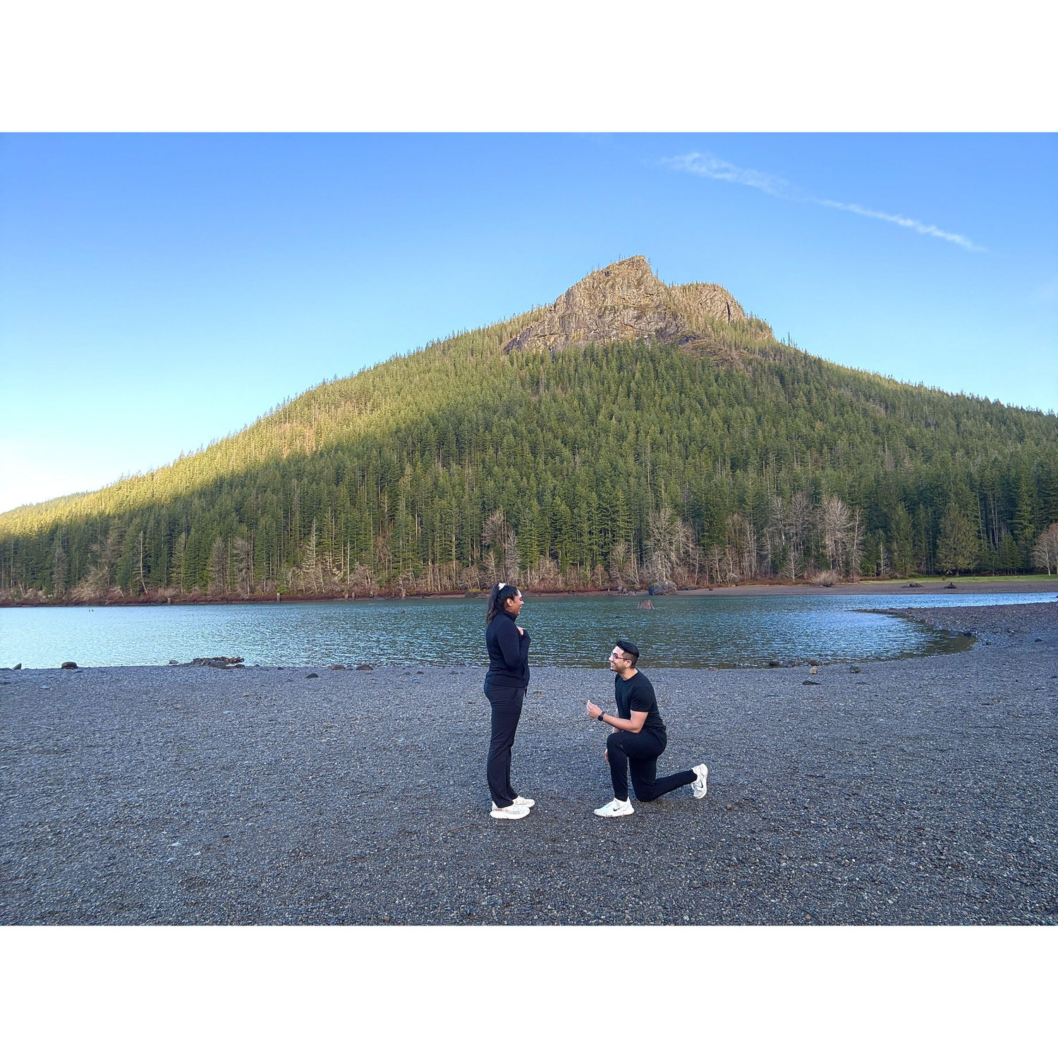 Our perfect proposal at Rattlesnake Ledge Trail in Issaquah, WA! It was just us, a tripod and the most beautiful scenery!