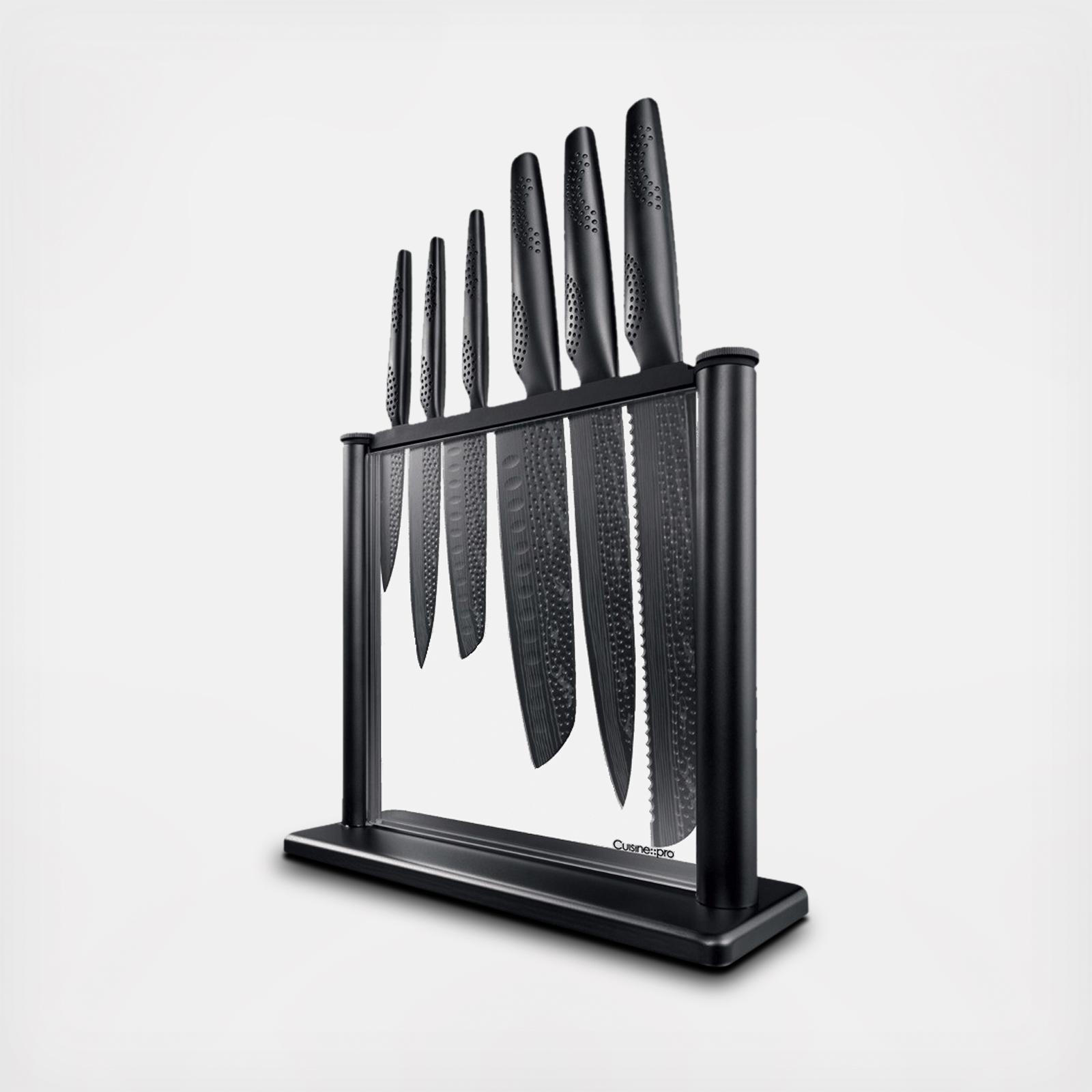 【完動極美品】Y-898 NATURA S Piano Black Cuisine::pro®, Id3 Black Samurai 7-Piece Gozen Block Set | Zola