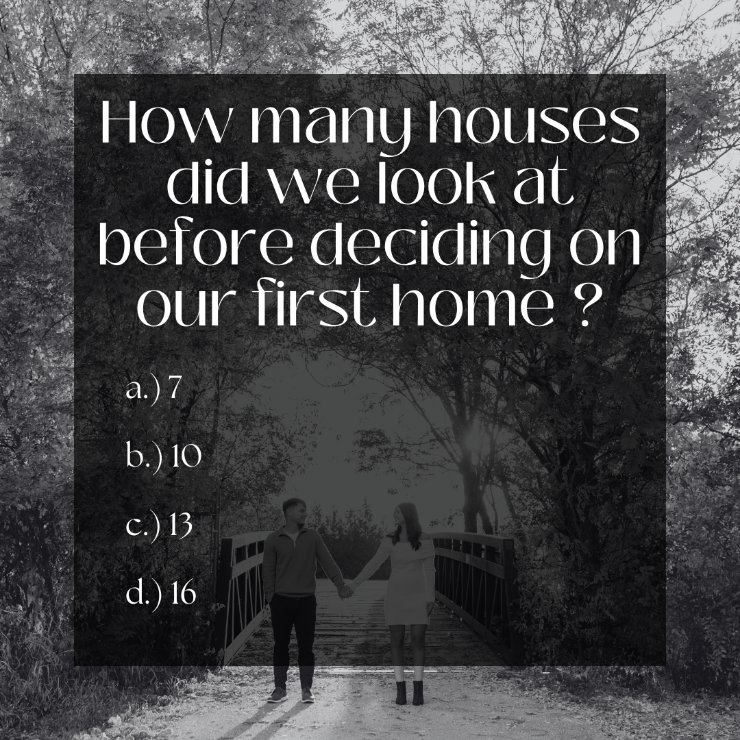 a.) We looked at 7 different houses to find what we liked (apparently a basketball court in the backyard for Alec) before deciding on our first home.