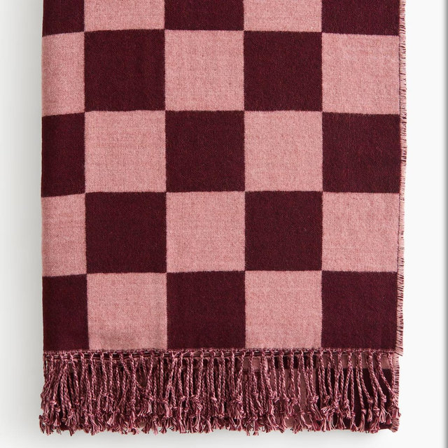 Checked Cotton-Blend Throw