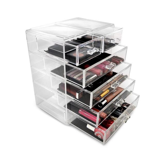 Sorbus Stackable Makeup Storage Display - 4 Large and 2 Small Drawers - Clear