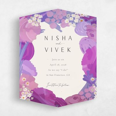 Purple Diamond Wedding Save the Date - Chesley Portrait