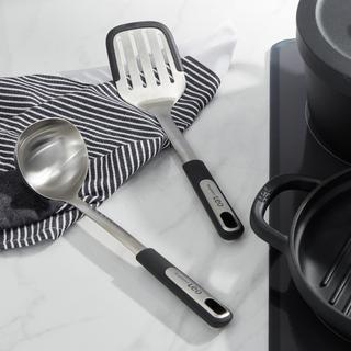Leo Graphite 2-Piece Slotted Turner & Soup Ladle Set