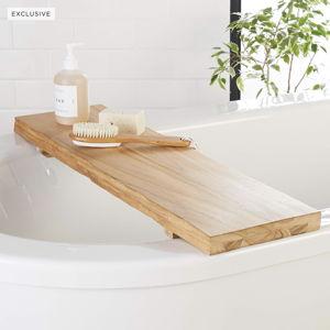 Live Edge Teak Wood Bath Caddy + Reviews | CB2 - Wood