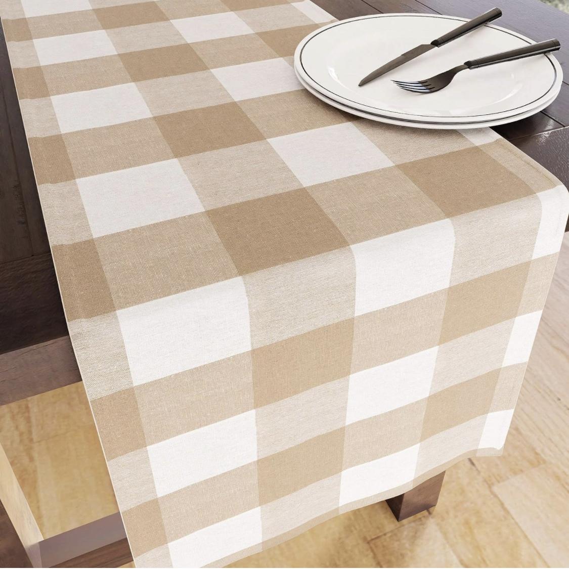 Buffalo Beige Checked Table Runner 13x72