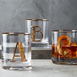 Gilded Monogram K Glass