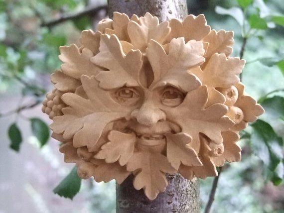 Green Man Hawthorn Wall Plaque, Cotswold Stone