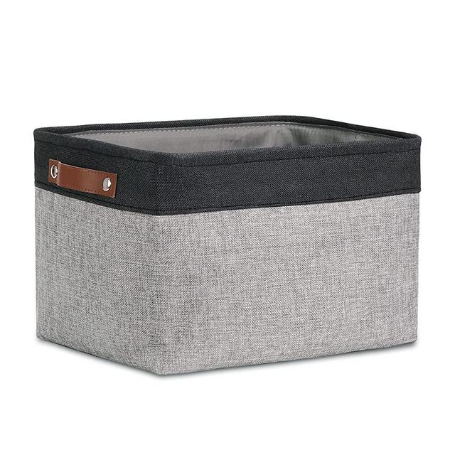 DULLEMELO Fabric Storage Basket for Shelves/Closets, Collapsible Rectangle Basket for Organizing Clothes, Toys, Towels, Books, Laundry, Nursery, Dog Toy Basket Empty (Black&Gray)