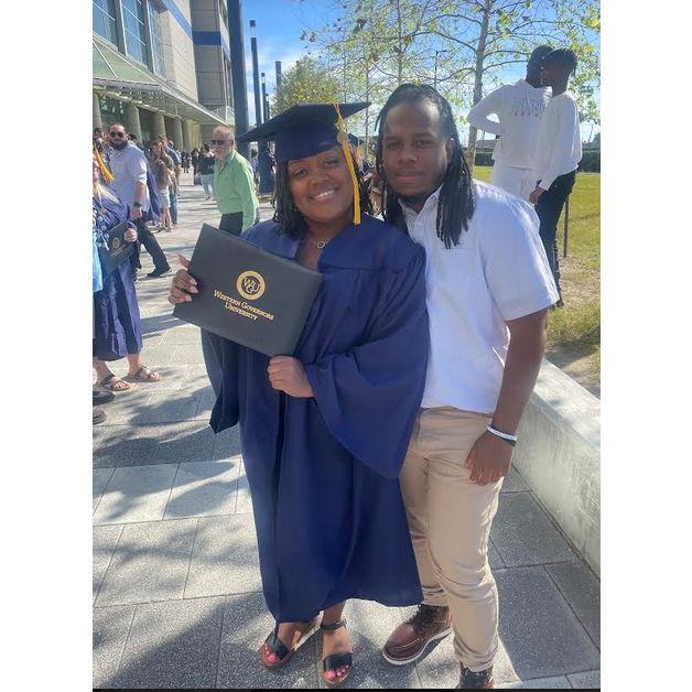 This photo was taken on the day, Marshelle obtained her Bachelors degree in Business Administration Management from Western Governer's University.