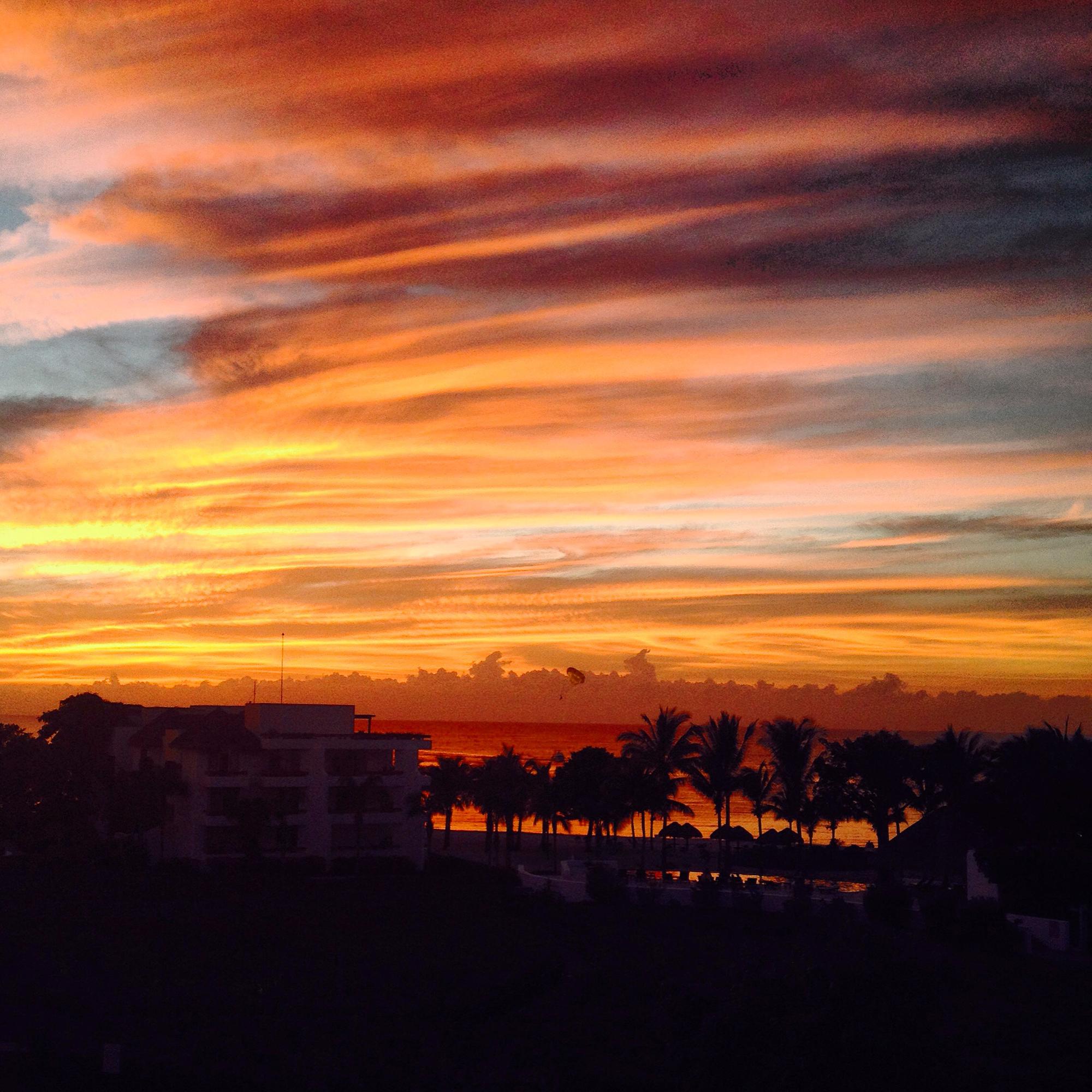 Watercolor sunset in Cozumel