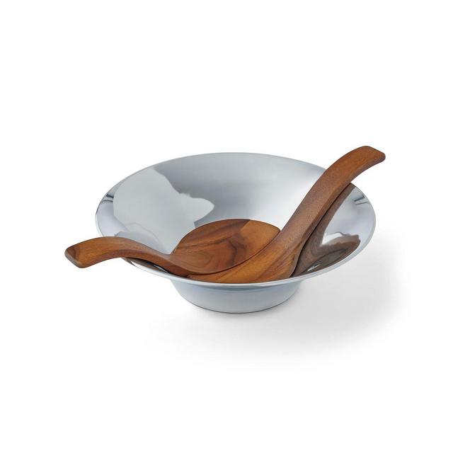 Nambe Chillable Salad Bowl/Spoons