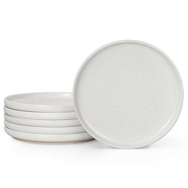 HaWare Dinner Plates Set of 6, 10.2 Inch Stoneware Dinnerware Sets for Home Restaurant, Speckled Milky White