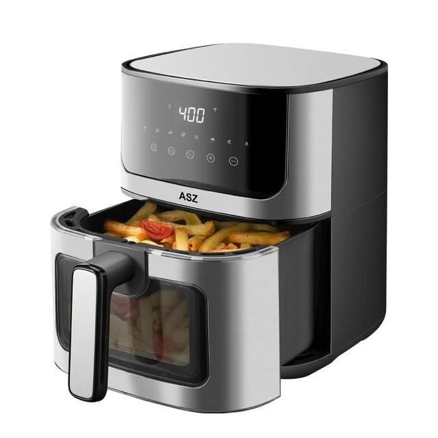 ASZ Compact 5 qt Air Fryer with Window- Digital Airfryer 5qt Portable - 8 Presets Bake Toast Broil Reheat Bacon - 1400W, Non-Stick Basket, 60m Timer, 400℉, Automatic Shutoff, Mother’s Kitchen Gift