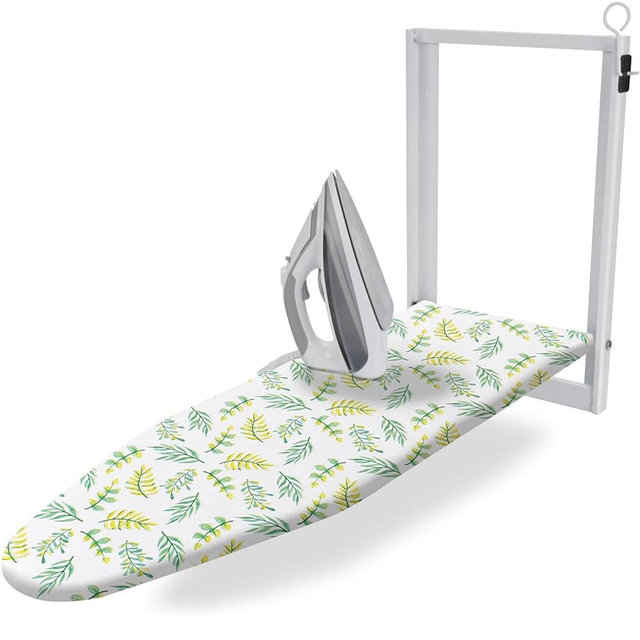 SheeChung Wall Mounted Ironing Board 36"X12",Foldable Ironing Boards with Removable Heat Resistant Cover,Compact Mount Fold Down Iron Board,Easy-Release Lever,Space Saving Ironing Board,Yellow Leaf