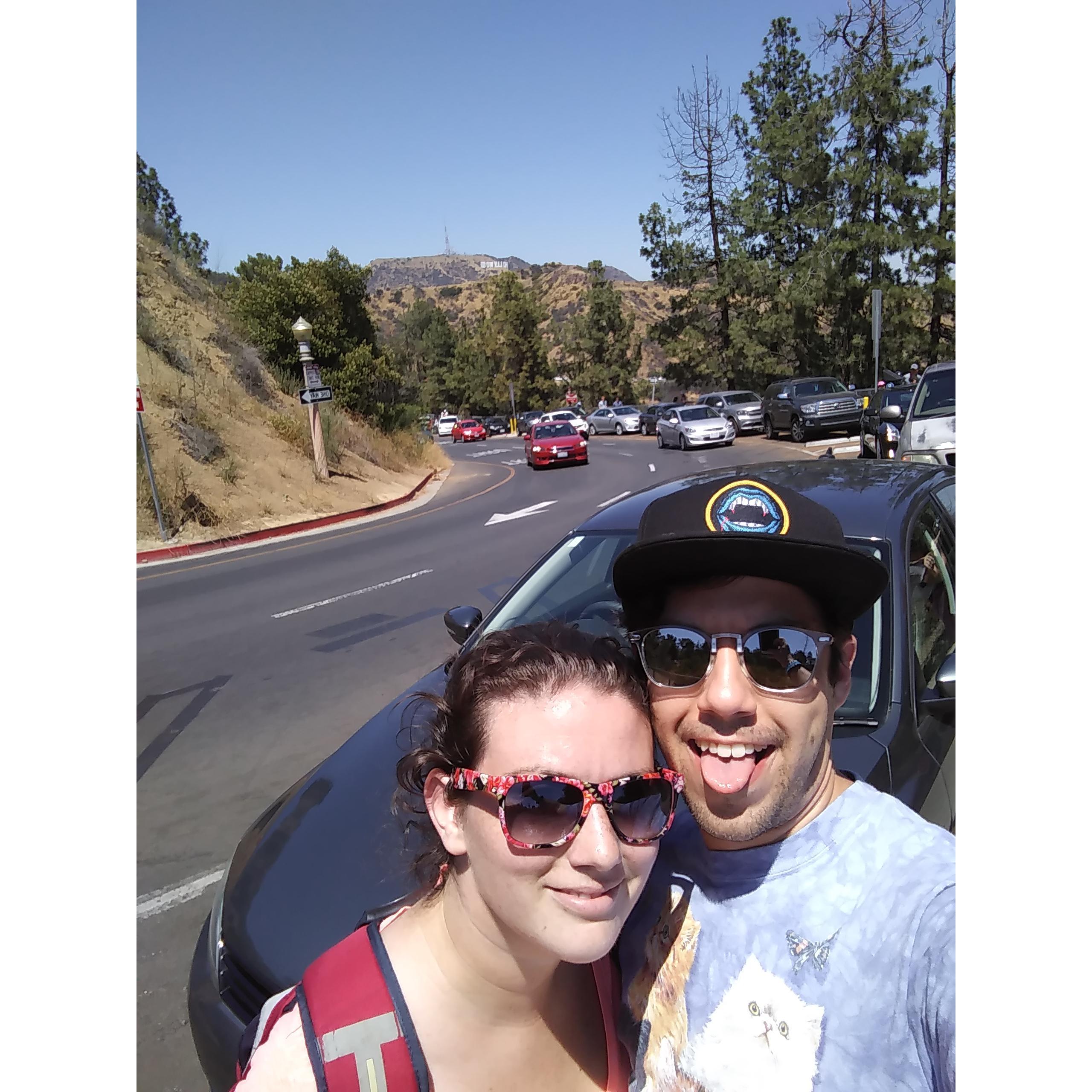 Griffith Observatory with the Hollywood Hills behind us - Los Angeles CA - June 2017