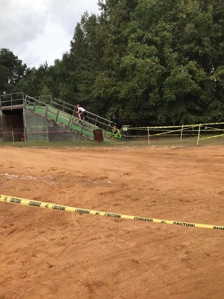 Baird in a bike race. (On the lime green bike)