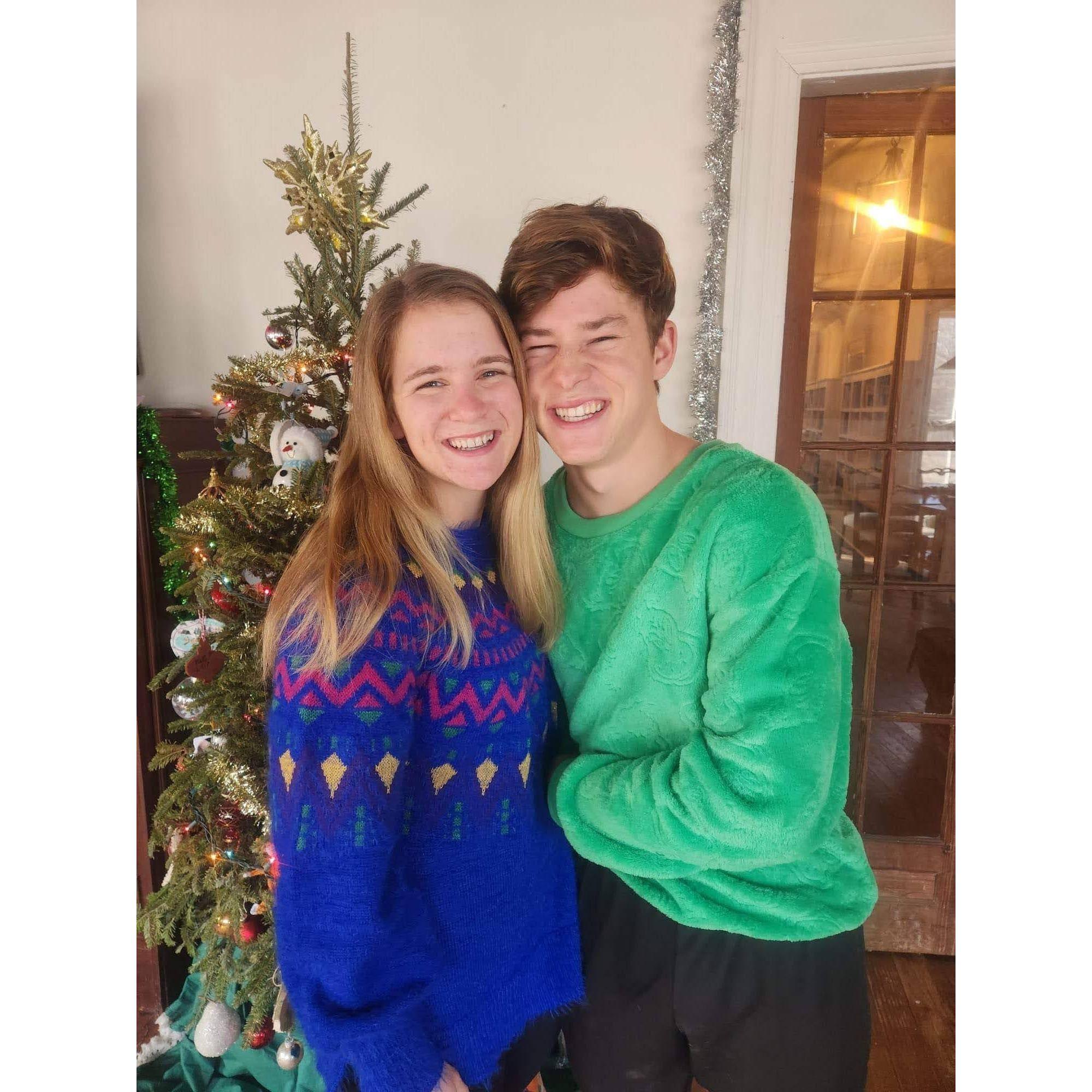 First Christmas together and Cheney knows how to get a toothy smile out of Samuel by poking him in the side