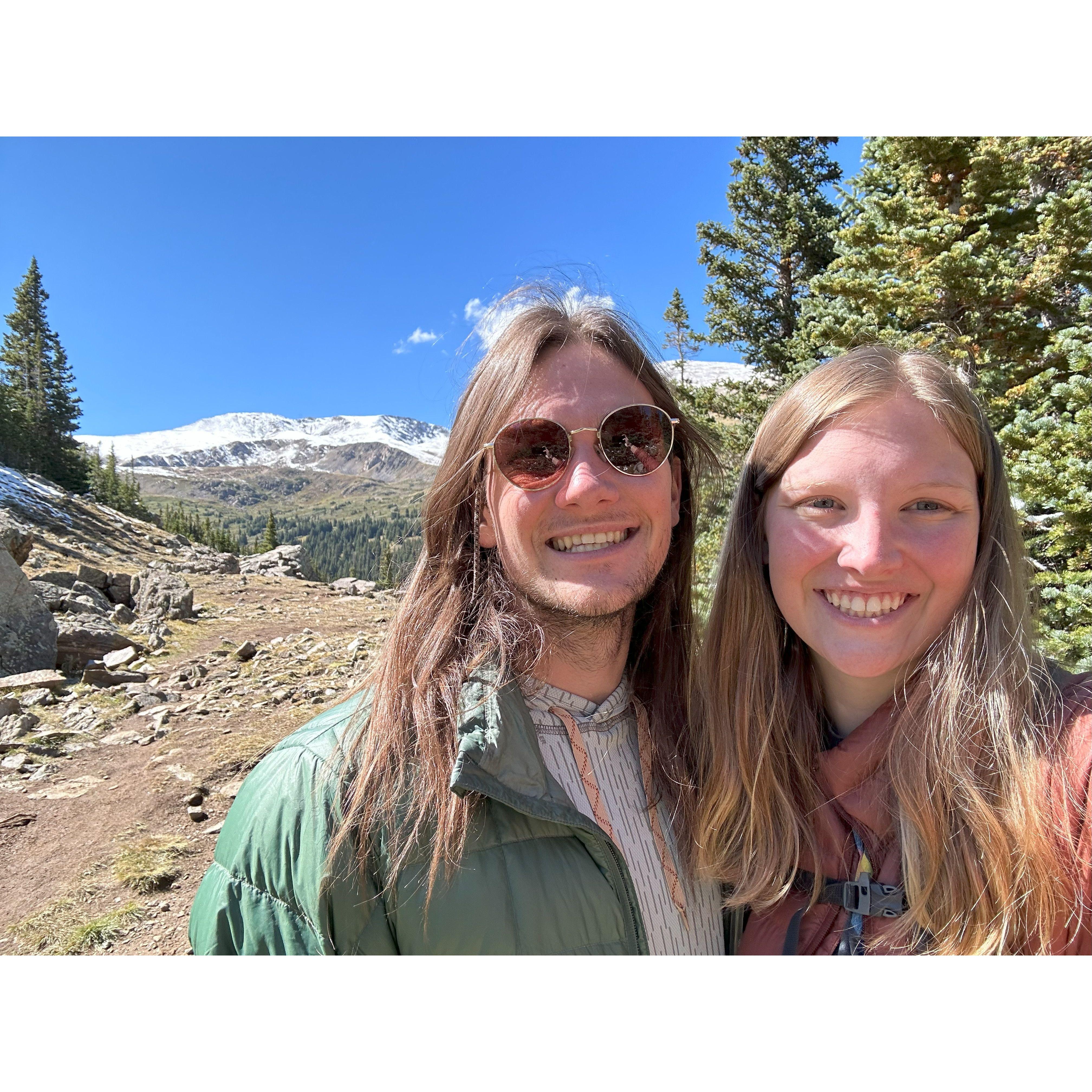 Sept 2023. Hiking in Colorado, long hair Andy!