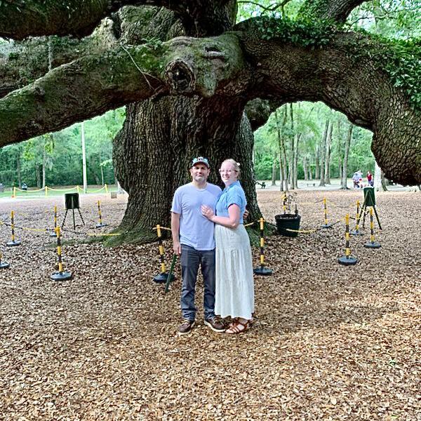 South Carolina, 2023. A fuzzy picture but Dan was so excited to take Hillary to his home state and Hillary was excited to visit the Angel Oak in Charleston.