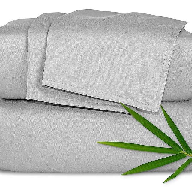 Pure Bamboo Sheets Full Size Bed Sheets 4 Piece Set, Genuine 100% Organic Bamboo, Luxuriously Soft & Cooling, Double Stitching, 16 Inch Deep Pockets, Lifetime Quality Promise (Full, Silver Pearl)