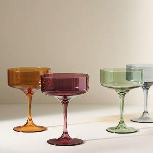 Morgan Coupe Glasses, Set of 4 - Earth Tones Color