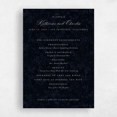 Dark Blue Wedding Program - Emma