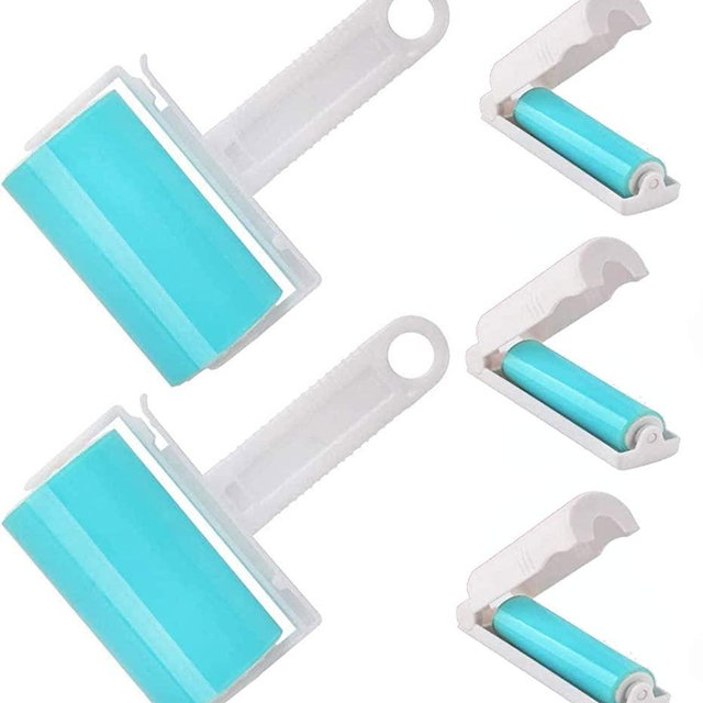 Lint Roller 5 Pack, Reusable Washable Lint Roller Sticky Lint Remover Pet Hair Remover Cleaner for Clothes, Pet Hairs, Carseats, Include Large/Small Size